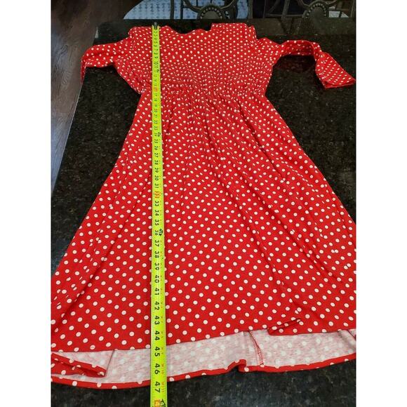 Vintage Via Sant Andrea Red Polyester Round Neck Long Sleeve Knee Length Dress M - Picture 10 of 12